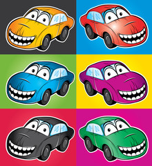 smiling cartoon car vector illustration