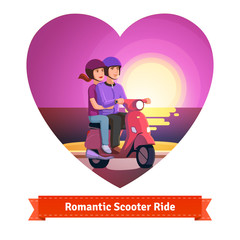Couple on scooter having a romantic ride