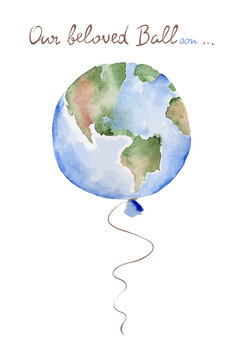 Vector Watercolor Illustration -- Balloon Earth