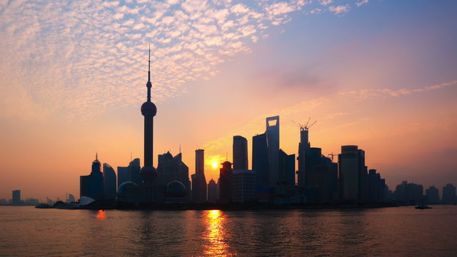 China Shanghai Sunrise Time Lapse.