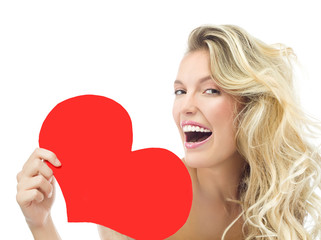 beauty woman red heart valentine's love