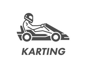 Line and flat karting logo and symbol. Silhouette figures kart r