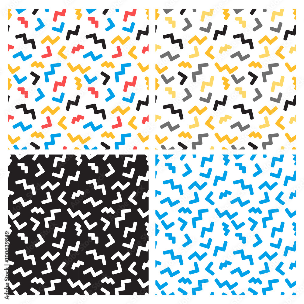 Aufkleber Vector abstract seamless patterns in trendy pop art linear style