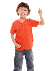 young asian boy on white background