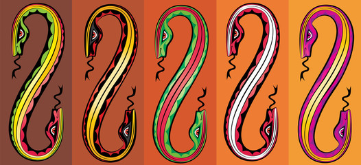 cartoon snake bodies connected together