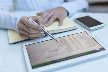 Accounting on a tablet computer, close-up