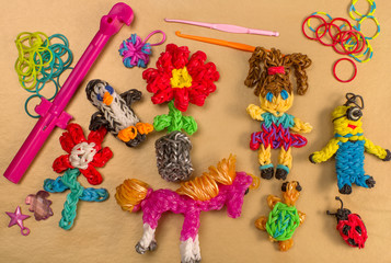 Handmade colorful  elastic rainbow loom bands