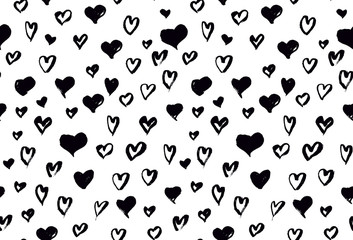 Fototapeta premium Seamless background pattern with hand drawn textured hearts
