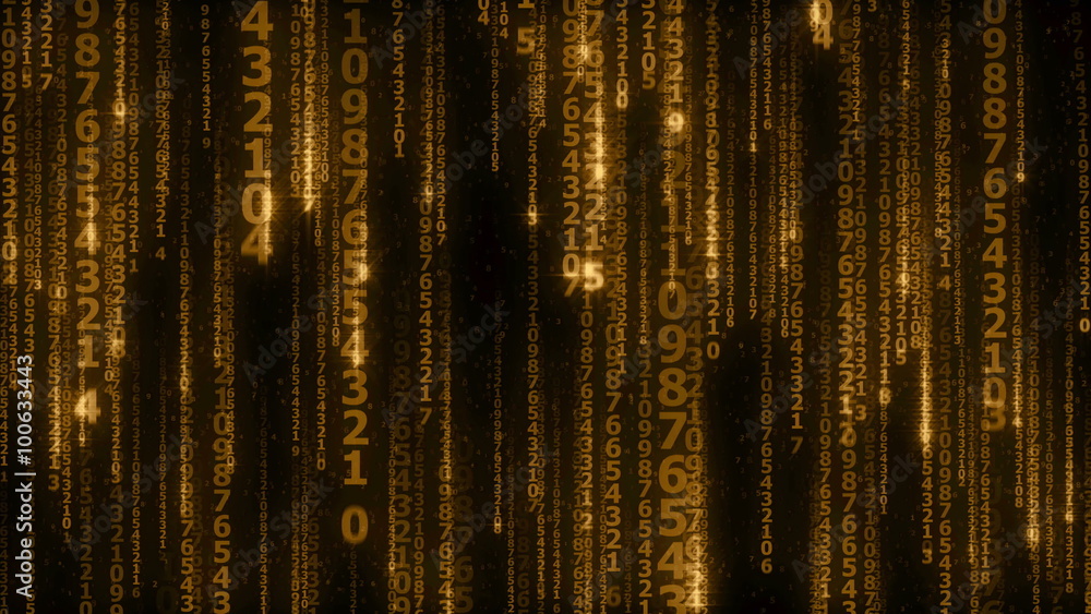 Poster the many sparkling falling golden lines digits - seamless loop