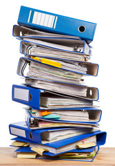 Stack of office folders on a table