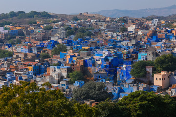 Fototapeta na wymiar Jodhpur, the Blue City. View from Mehrangarh Fort. Rajasthan, India, Asia