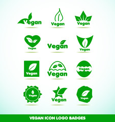 Vegan text logo icon badges set