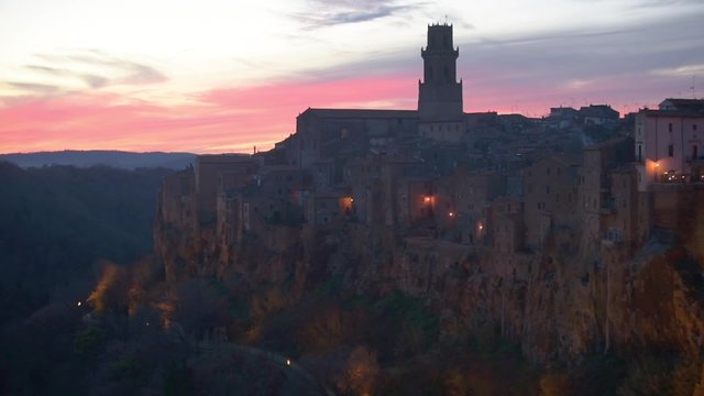 Panorama of the medieval town of Etruscan in Tuscany, Pitigliano.