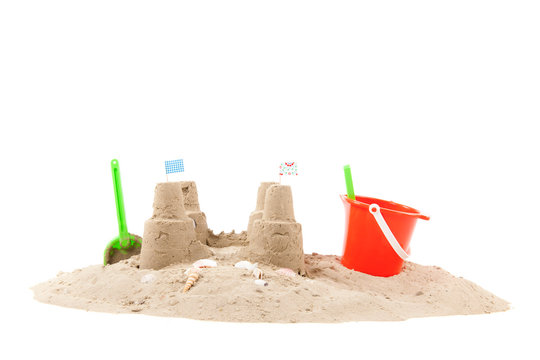 Beach with sand and toys