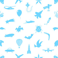 Fototapeta premium flying theme theme symbols and icons seamless pattern eps10