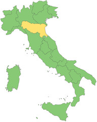 Italien - Emilia-Romagna (Vektor in Grün)