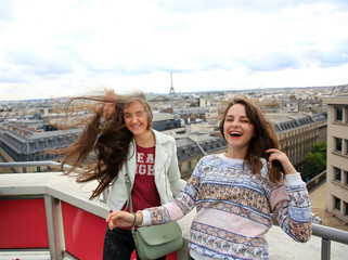 Happy beautiful girls in Paris