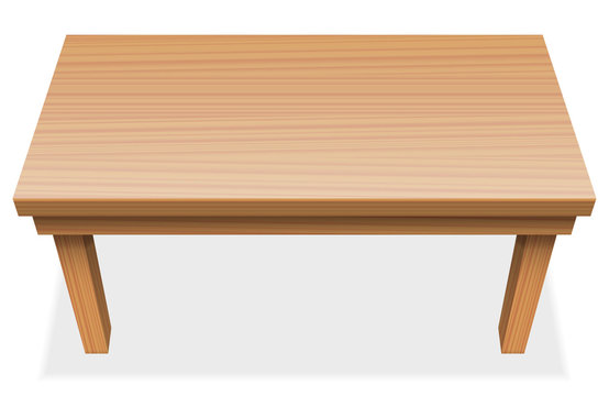 Long table with wooden texture - perspective view from above - isolated vector illustration over white background.