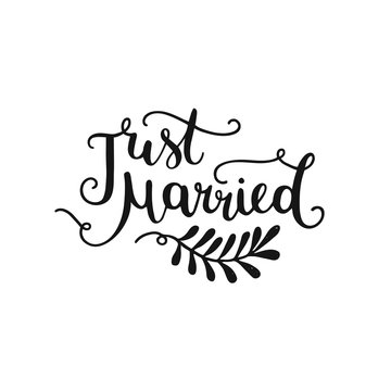 Just married, hand drawn lettering