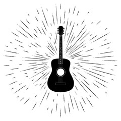 Advertising card with guitar silhouette