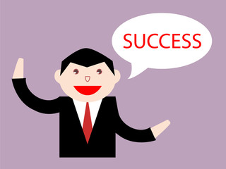 businessman thinking about success. Flat design business concept cartoon illustration.