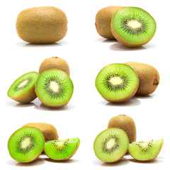 Collection of fresh kiwi isolated on white background