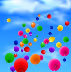 Sky Background with Colorful Balloons