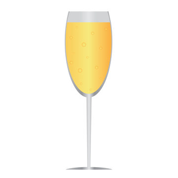 плоская иконка: бокал шампанского с пузырьками