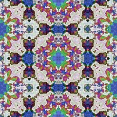 Seamless texture of abstract fabric. Kaleidoscopic wallpaper tiles.
