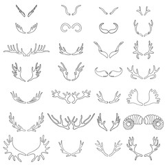  Set of silhouettes horns. 