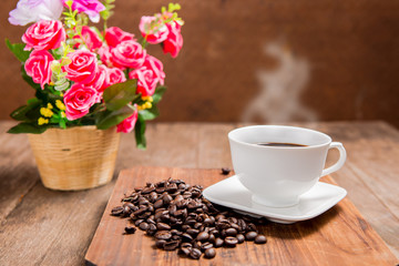 cup of coffee and coffee bean