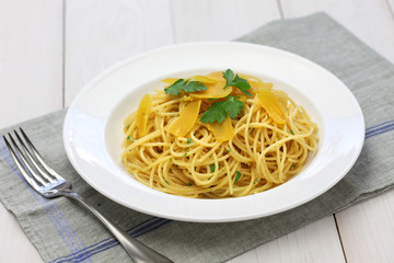 spaghetti with bottarga, italian cuisine