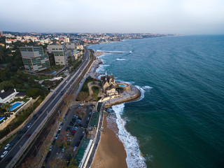 Fototapeta premium Portugal Lisbon's Coast Estoril beach and fortified mansion