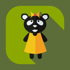 Flat modern design with shadow icons panda girl
