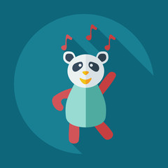 Flat modern design with shadow icons panda dances