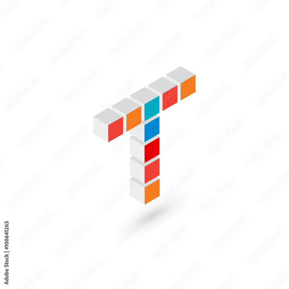 Wall mural 3d cube letter T logo icon design template elements