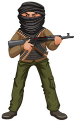 Terrorist with mask and gun