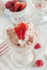 Eton Mess a traditional English dessert of strawberries cream and meringue