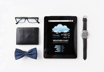 tablet pc with weather cast and personal stuff