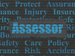 Insurance concept: Assessor on wall background