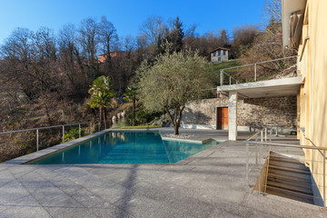 modern building with pool