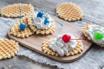 Belgian waffles with whipped cream