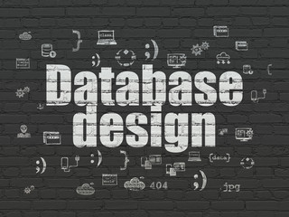 Database concept: Database Design on wall background