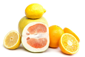 Fototapeta na wymiar Fresh citrus fruits orange, lemon and grapefruit
