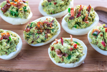 Bacon guacamole deviled eggs