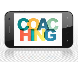 Education concept: Smartphone with Coaching on  display