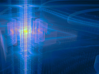 Abstract digitally generated image glowing column