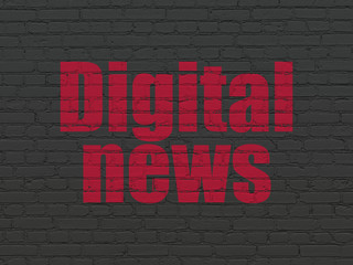 News concept: Digital News on wall background