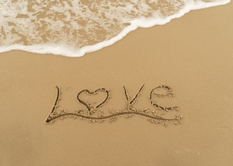 Love write in the sand