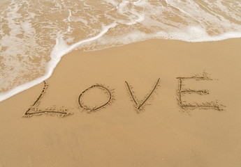 Love write in the sand